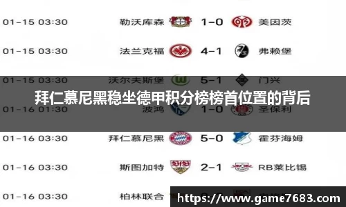 拜仁慕尼黑稳坐德甲积分榜榜首位置的背后